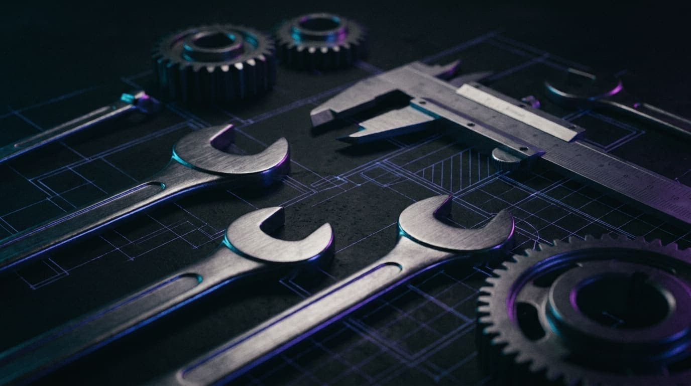 Abstract cinematic visual in electric blue and violet representing the Meridian Trades project